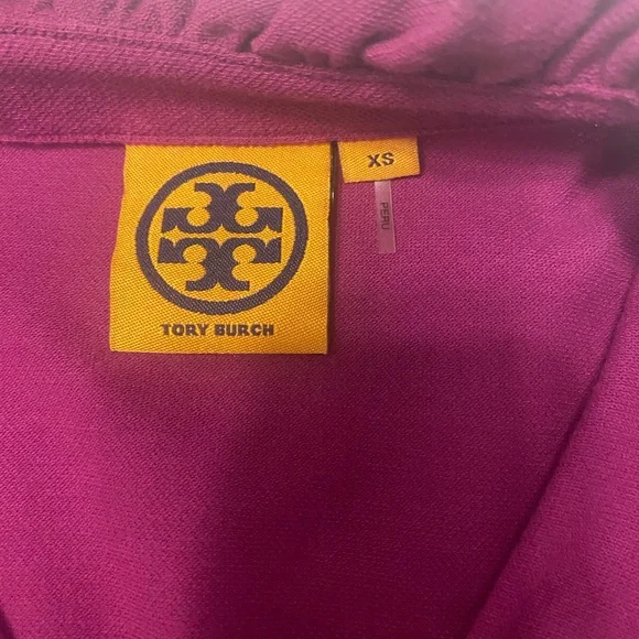 Tory Burch Women's Fuchsia Ruffle Button Down Shirt - Picture 2 of 4